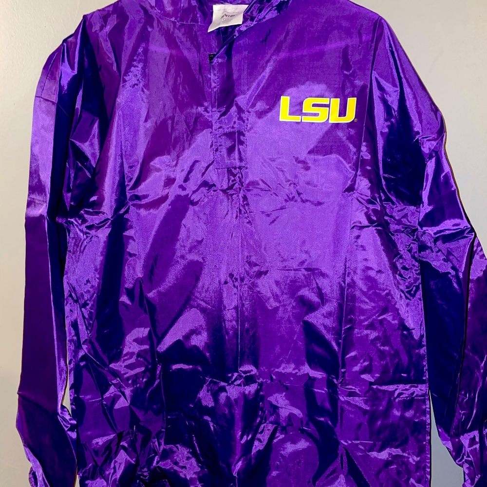COPY - NEW in plastic unisex LSU light weight rain jacket LARGE